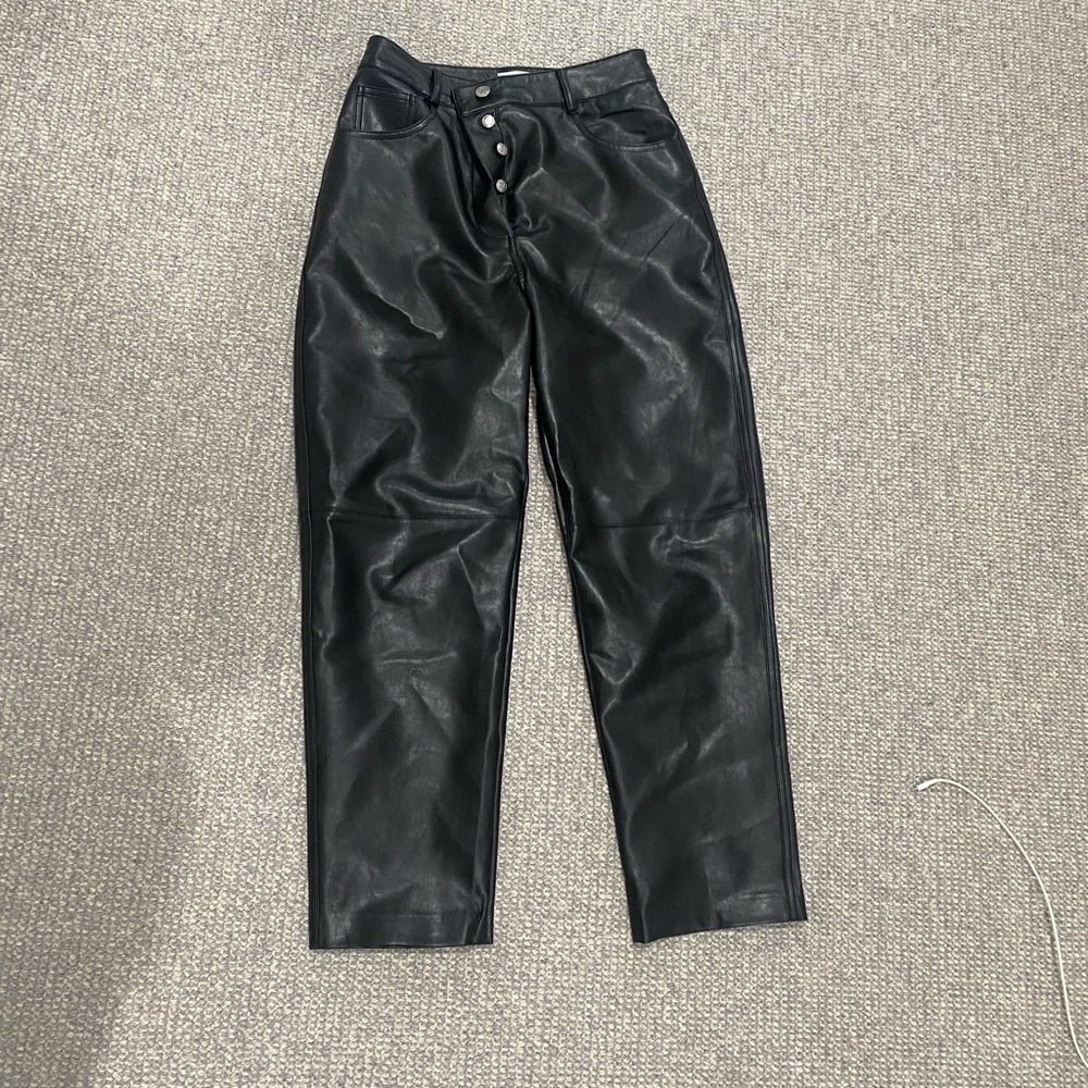 Aritzia Black Faux Leather Pants